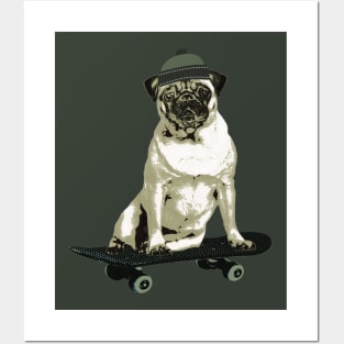 Poser Deck Pug, Skateboard Pug, Beanie Pug Posters and Art